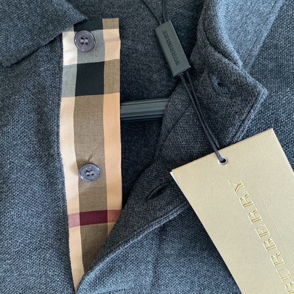 Brand new Burberry Brit Men's Dark Charcoal Cotton Polo Shirt - Picture 7 of 7